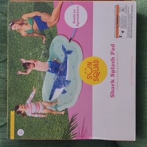 Sun Squad Shark Splash Pad with Built-in Sprinklers - Blue
